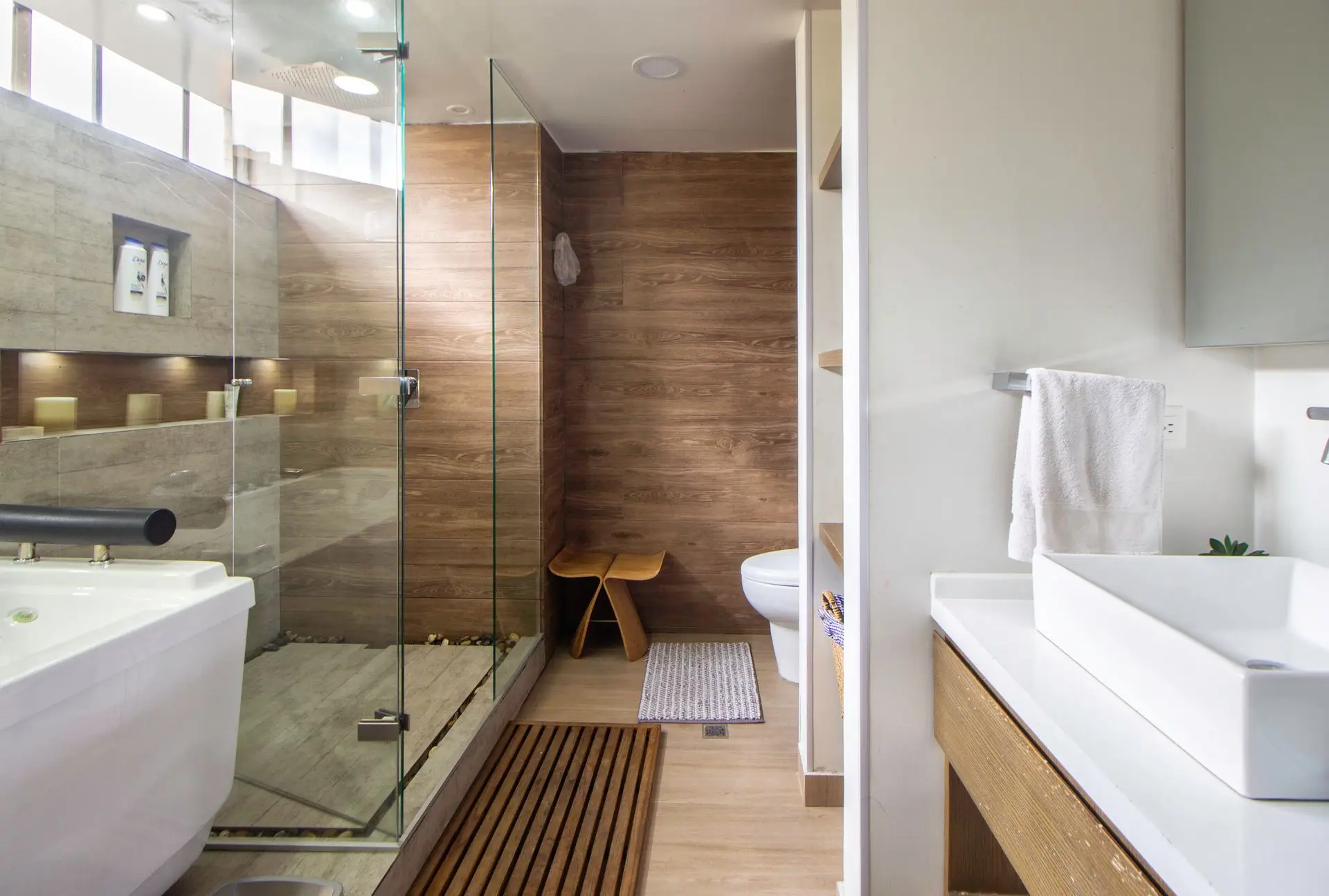 Modern restroom and breakroom area